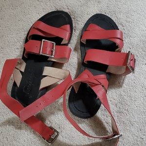 Free People Red Leather Sandals